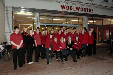 Staff at Woolworths in Deal on their last day at the store