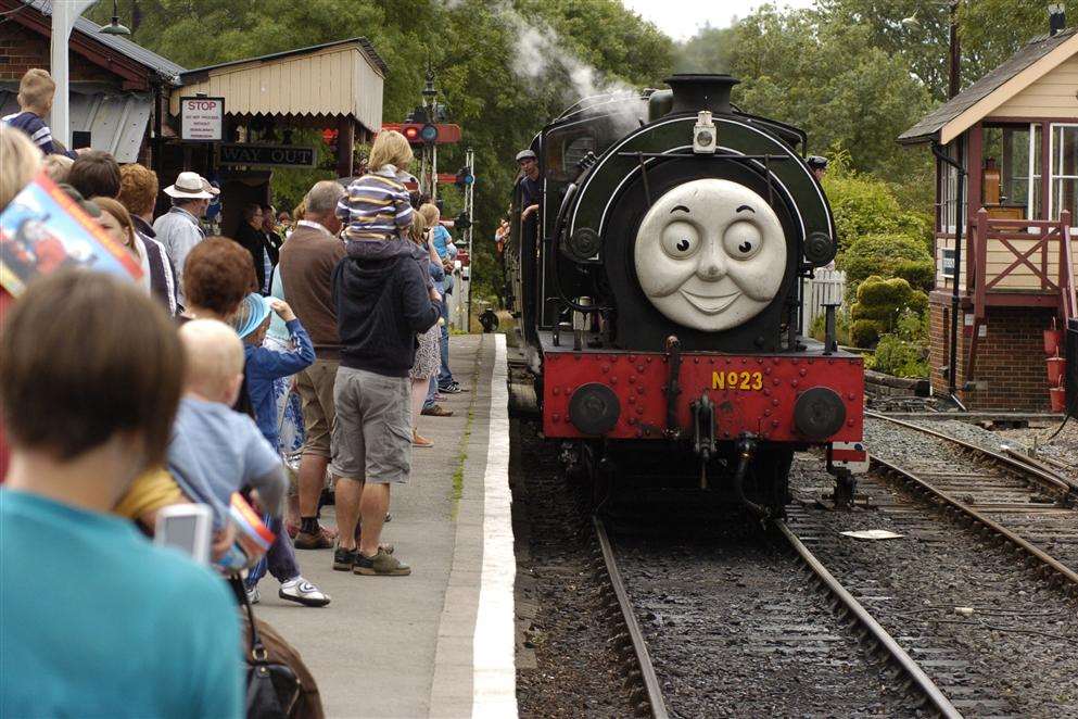 Thomas the Tank Engine arrives at Tenterden Station