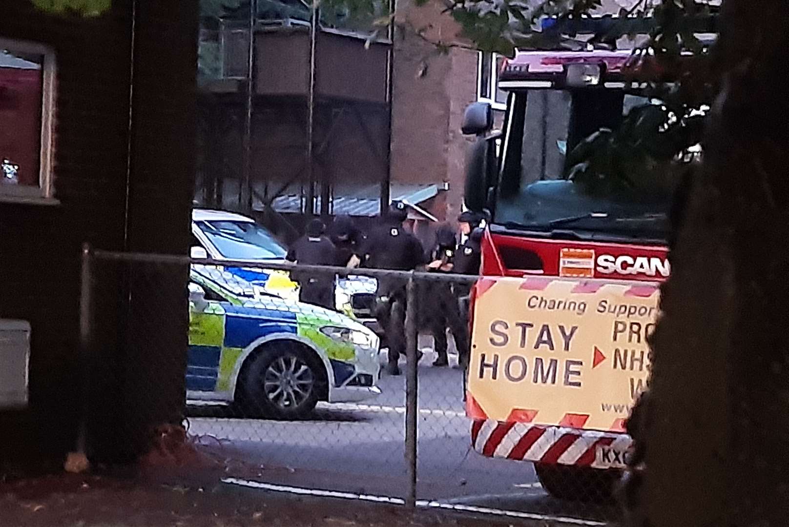 Armed police in Charing on Sunday evening