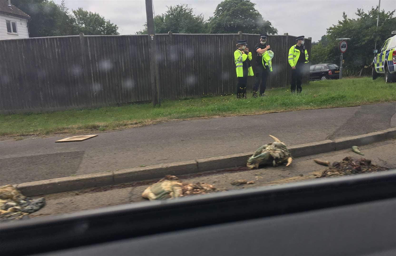 Police have closed off the road after a lorry shed its load. Picture: Harry Higginson