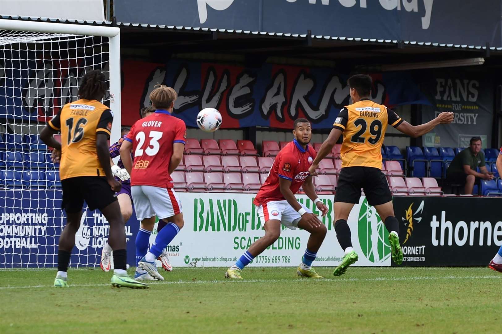 Bivesh Gurung scores his first Maidstone goal at Aldershot earlier this season. Picture: Steve Terrell