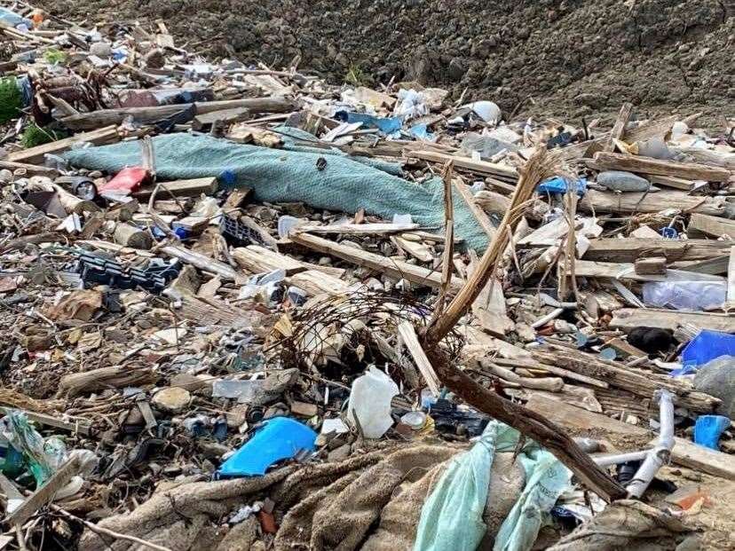 The rubbish and building materials that can be seen dumped along Sheppey's beaches by Eastchurch Gap. Picture: Lenny Johnson