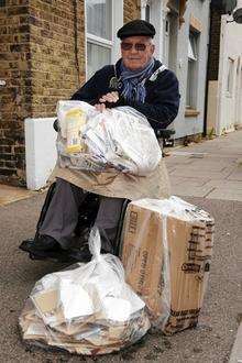Dennis Smith, of Ranelagh Road, Sheerness, took his recycling bags to the Gateway Centre, Sheerness, in protest at Swale Council.