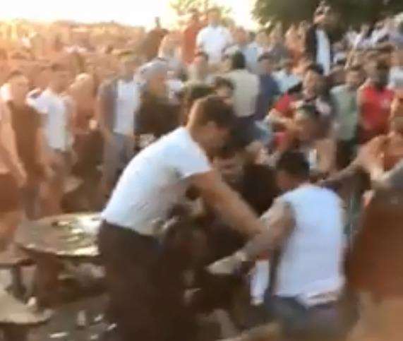 The brawl happened after England beat Colombia to reach the World Cup quarter finals