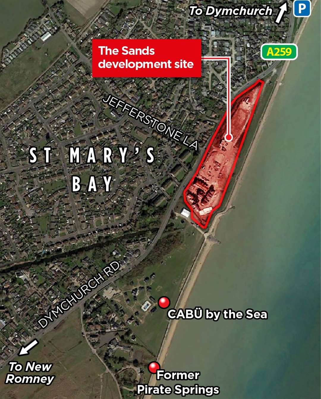 The Sands site is off the A259 Dymchurch Road