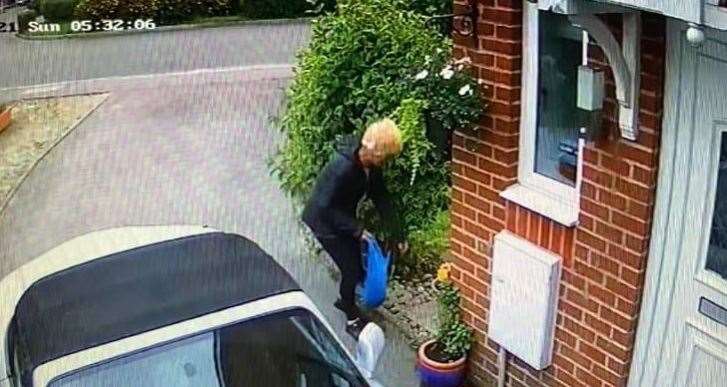 The phantom flower snatcher caught on camera in Sittingbourne. Picture: Gill McIver Facebook