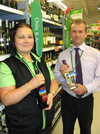 Phil Jay and Chrissy Walsh from ASDA Chatham have agreed to provide 14 dozen bottles of wine for the Medway KM Big Quiz which will raise funds for Walking Bus and three other causes.