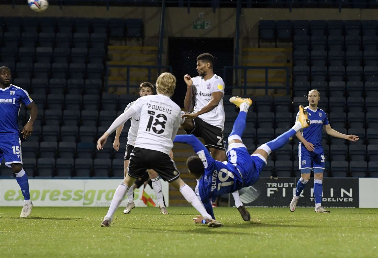 Vadaine Oliver attempts an overhead kick Picture: Barry Goodwin