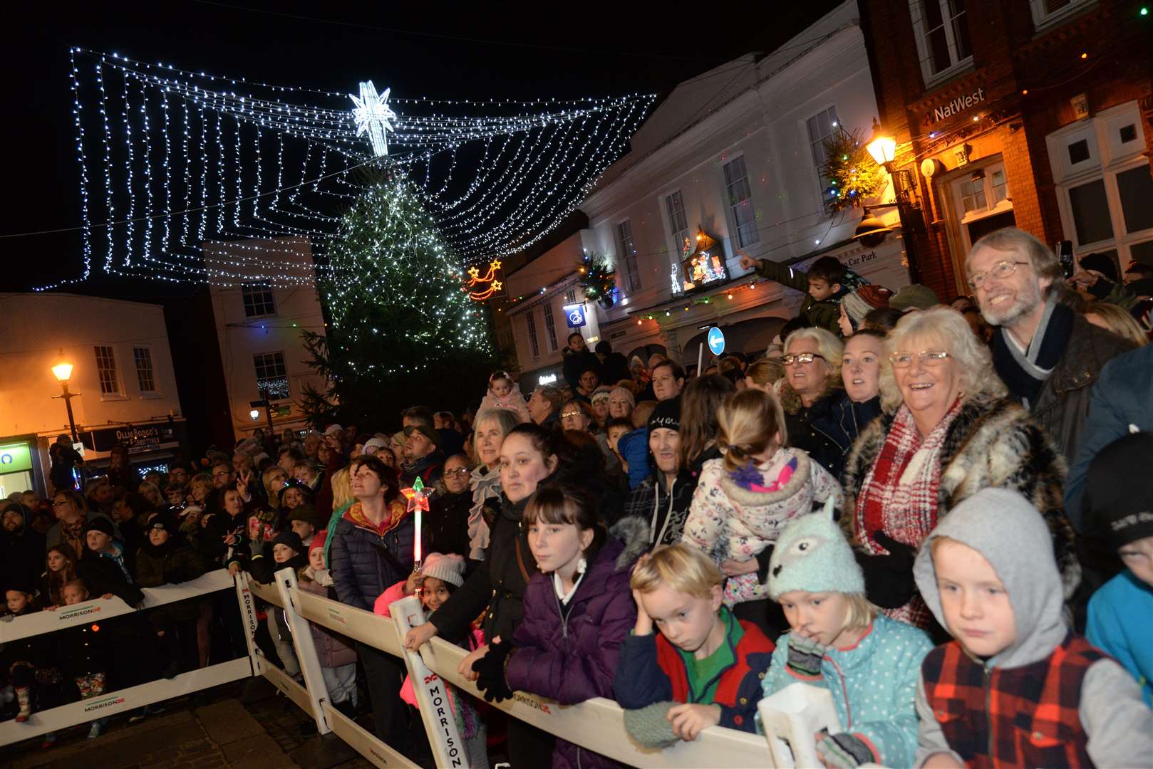 Spectators at a previous Faversham Christmas lights switch-on. Picture: Chris Davey
