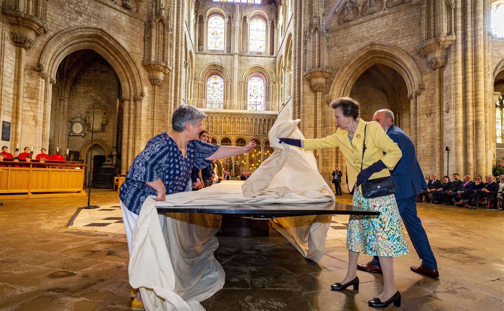 Princess Anne visited at Ely Cathedral to unveil the The Fenland Black Oak Table