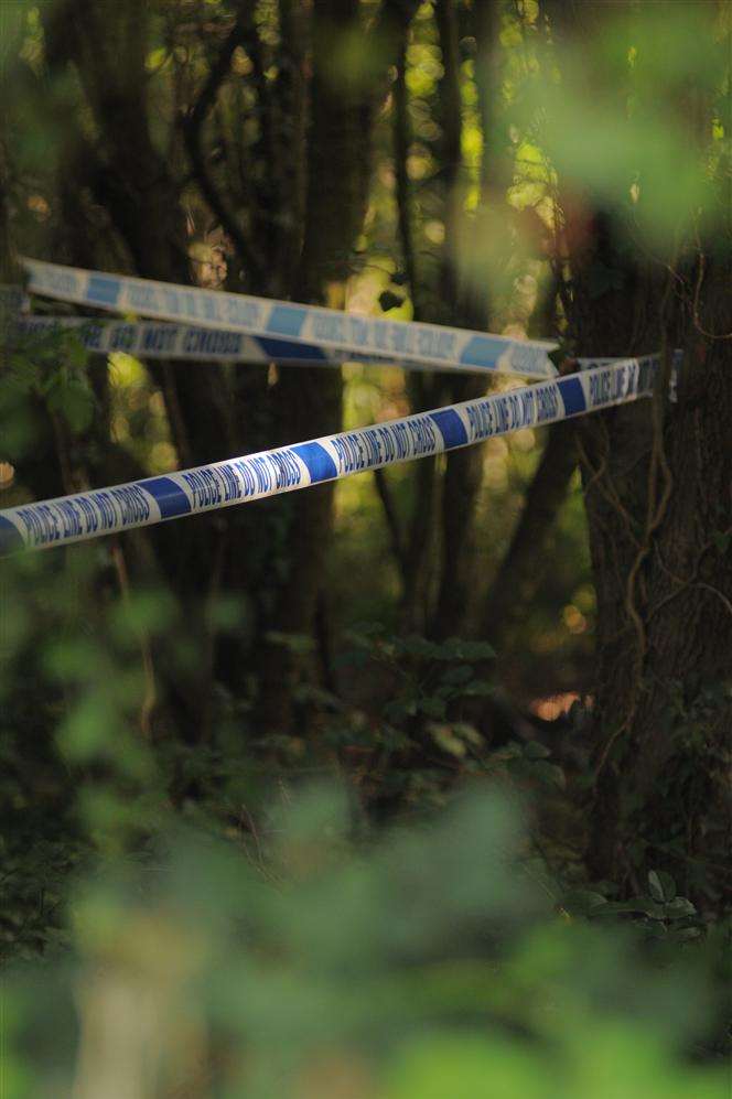 The scene where a body was found along Shepherds Lane, Dartford