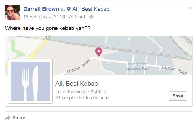 Fans have posted on the kebab van's Facebook page.
