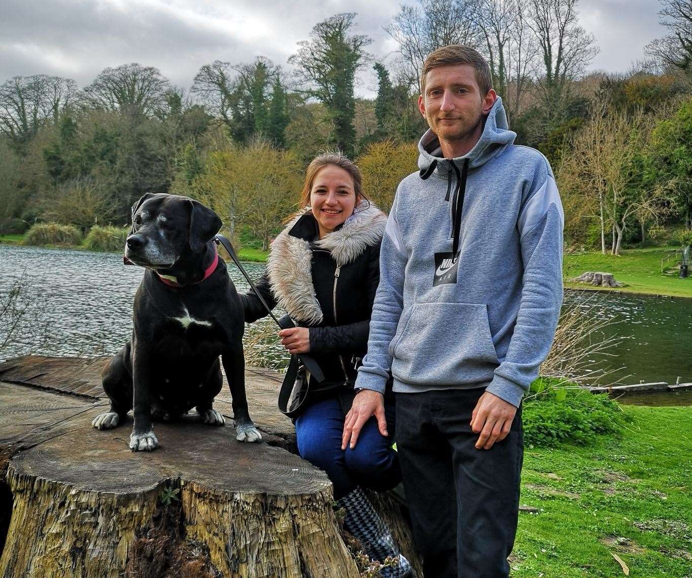 Dayle with partner Amber Donegan and their dog Bobo