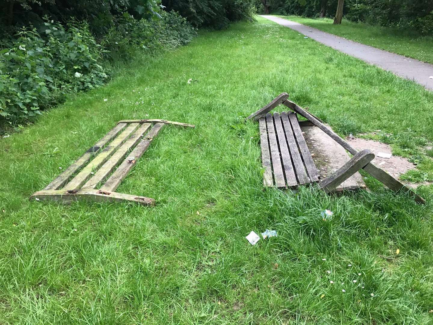 The bench was destroyed