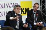 Gordon Brown and KM political editor Paul Francis at the Q&A session in Maidstone