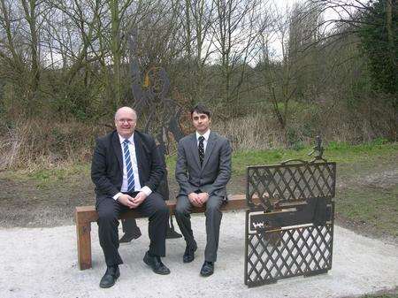 Ben Pimenta was the competition winner and helped unveil the bench with council leader Jeremy Kite.