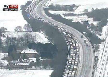 Sky's helicopter captures the Operation Stack queue from above.