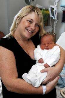 Mum Selina Russell with her 10lb 15oz baby