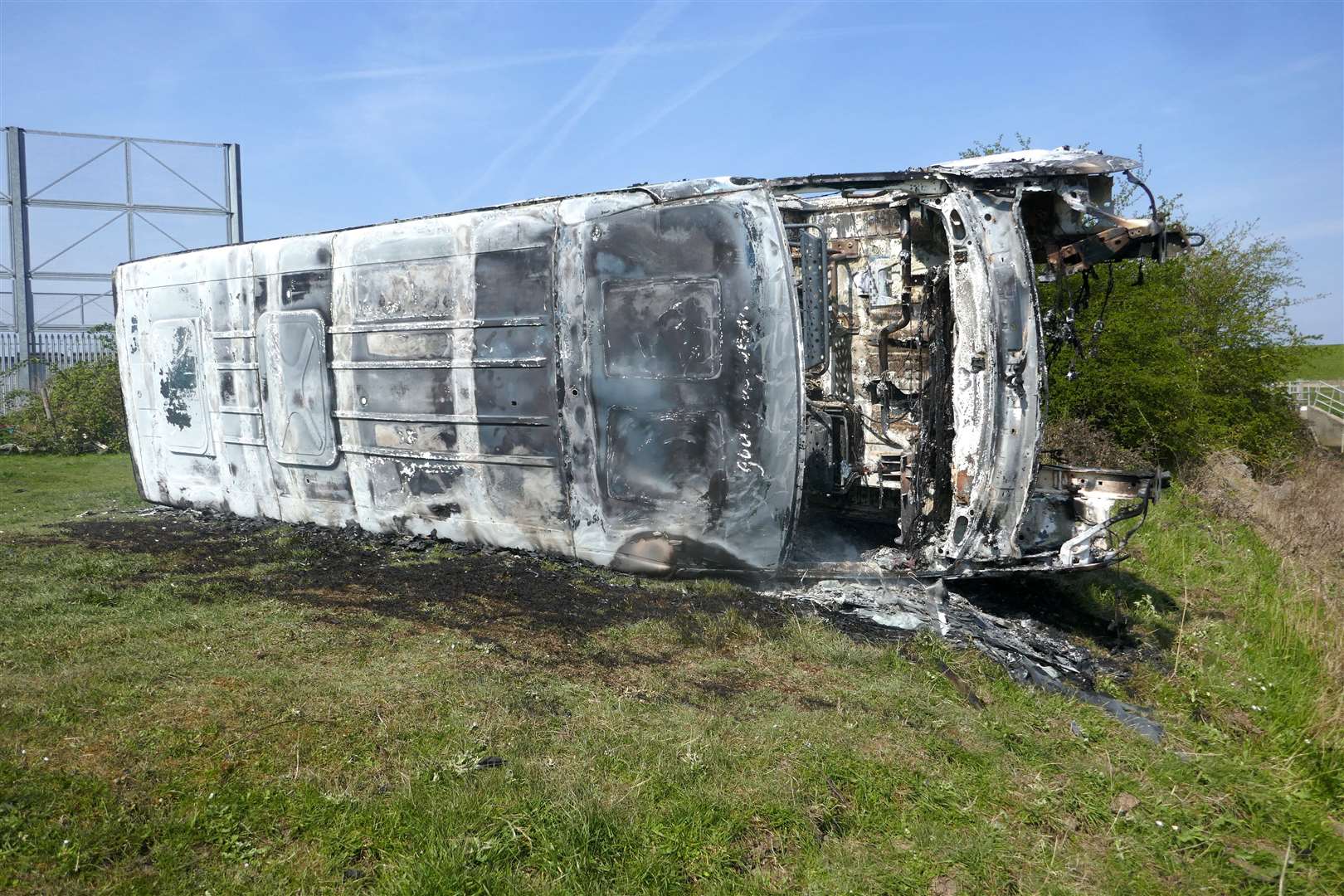 A burnt-out bus found on land near Wharf Road, Gravesend (8665450)