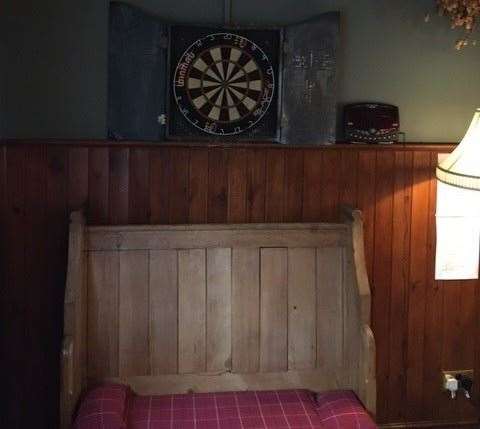 The barmaid said the dartboard is used regularly but I wouldn’t fancy sitting in the seat below while a game took place – I’m sure it is moved on match day