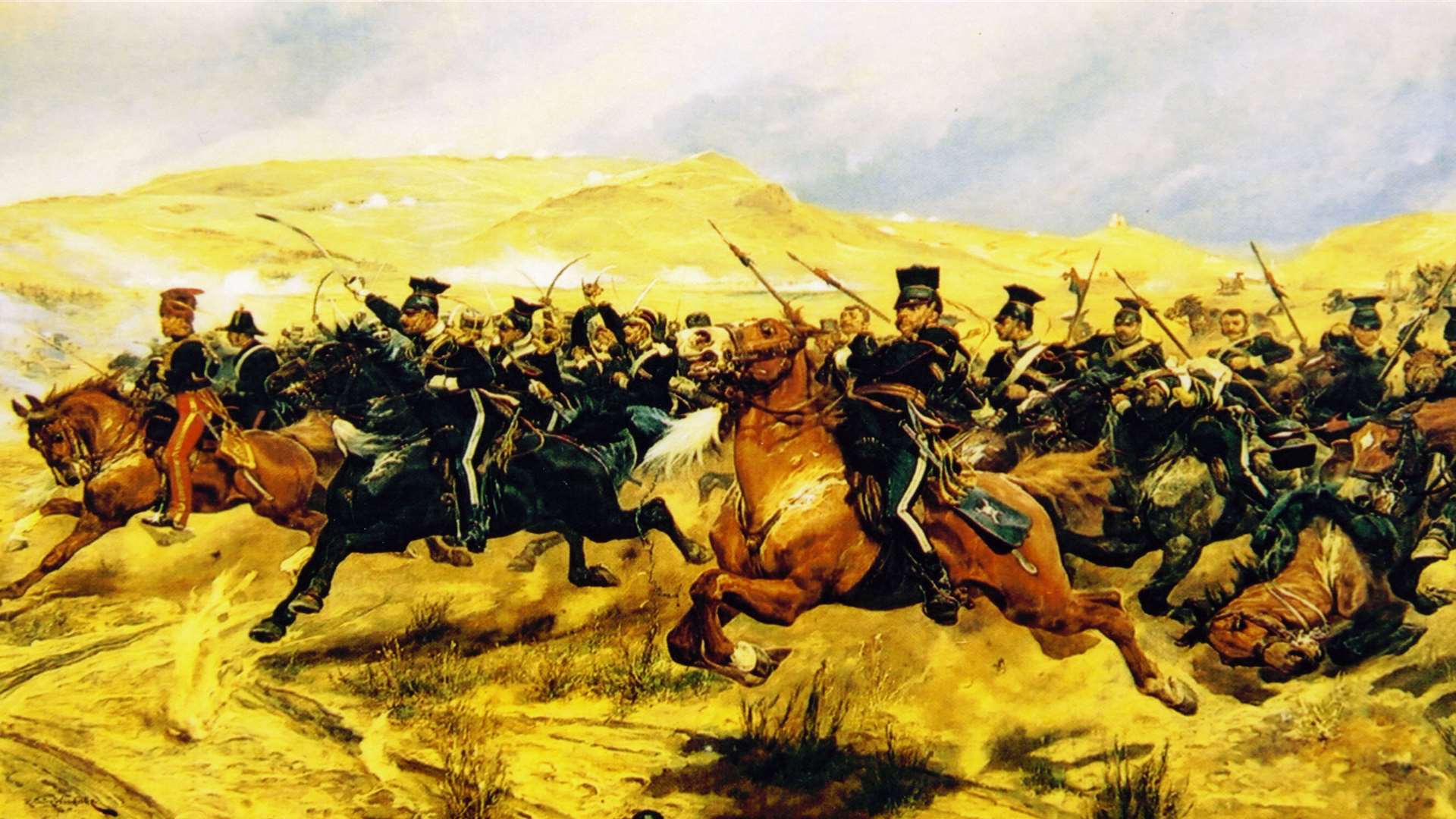 A painting of the charge by Richard Woodville