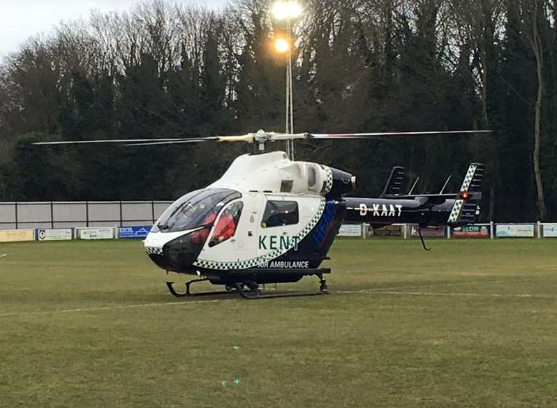 The air ambulance has landed. Picture: Ramsgate Football Club