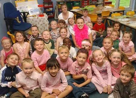 Pupils and staff entering into the spirit of the day. Picture: BARRY CRAYFORD