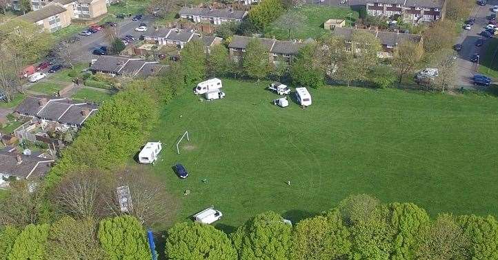 Travellers pitched up at Gatland Recreation Ground, in Maidstone, last year