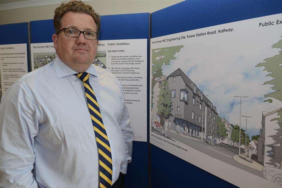 Paul Graham, of TBH Sheerness Ltd, with the plans for the proposed housing development in Power Station Road, Halfway