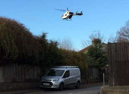 The air ambulance landing nearby. Picture: @jenniecollier12.