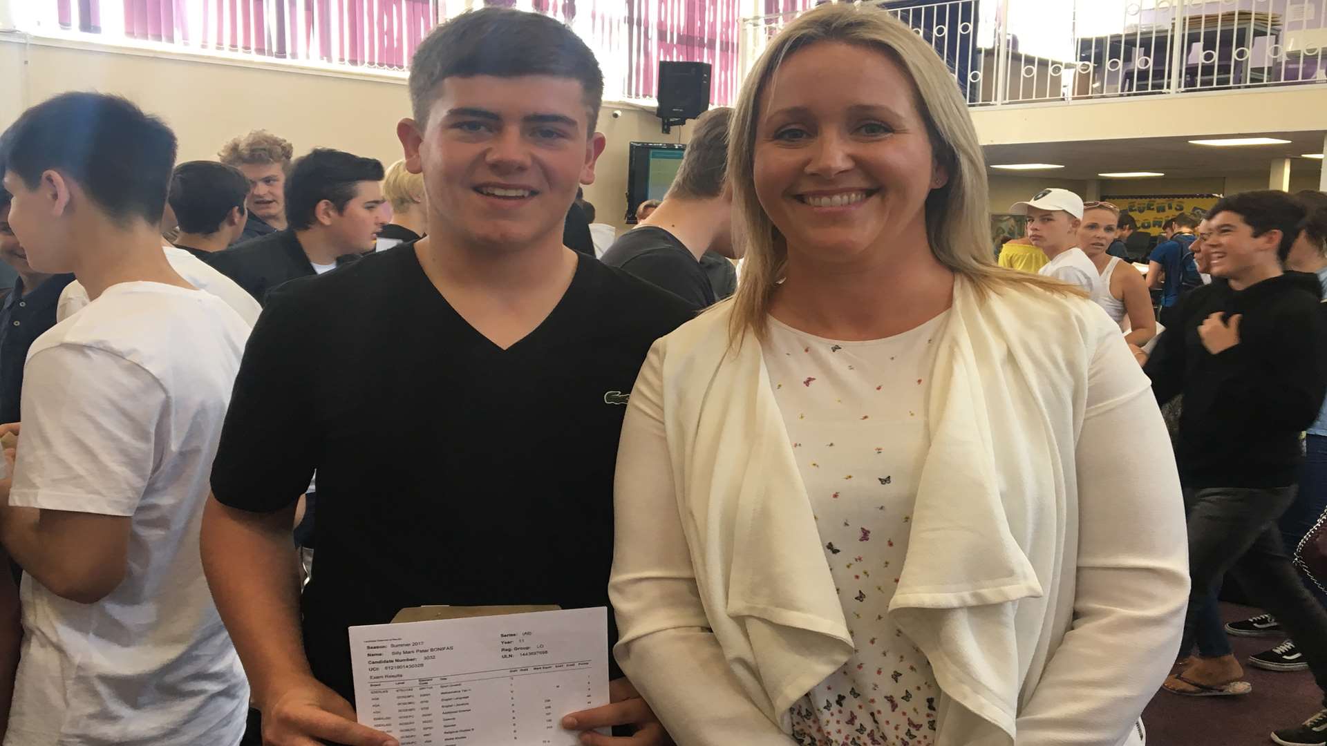 Pictured with head teacher Kerri Edge, Greenacre Academy's Billy Bonifas was delighted with his results