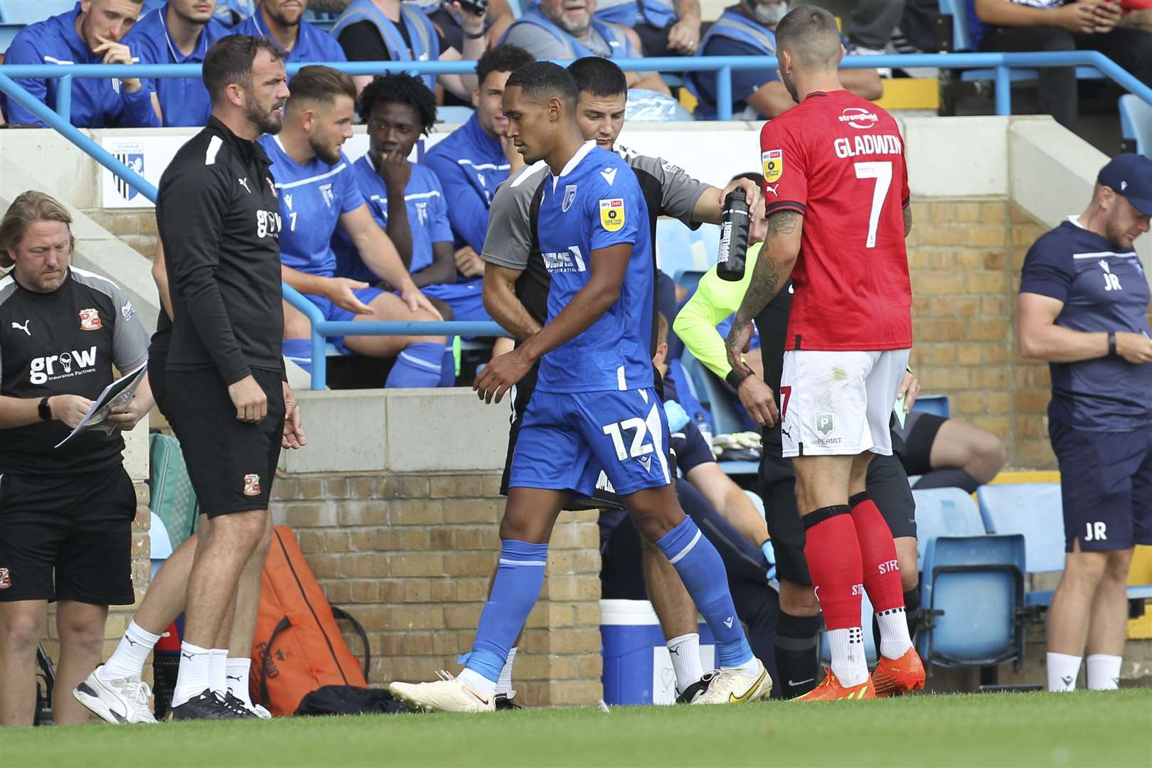 Haji Mnoga was sent off early in the game when Swindon played Gillingham at Priestfield in a goalless draw earlier this season