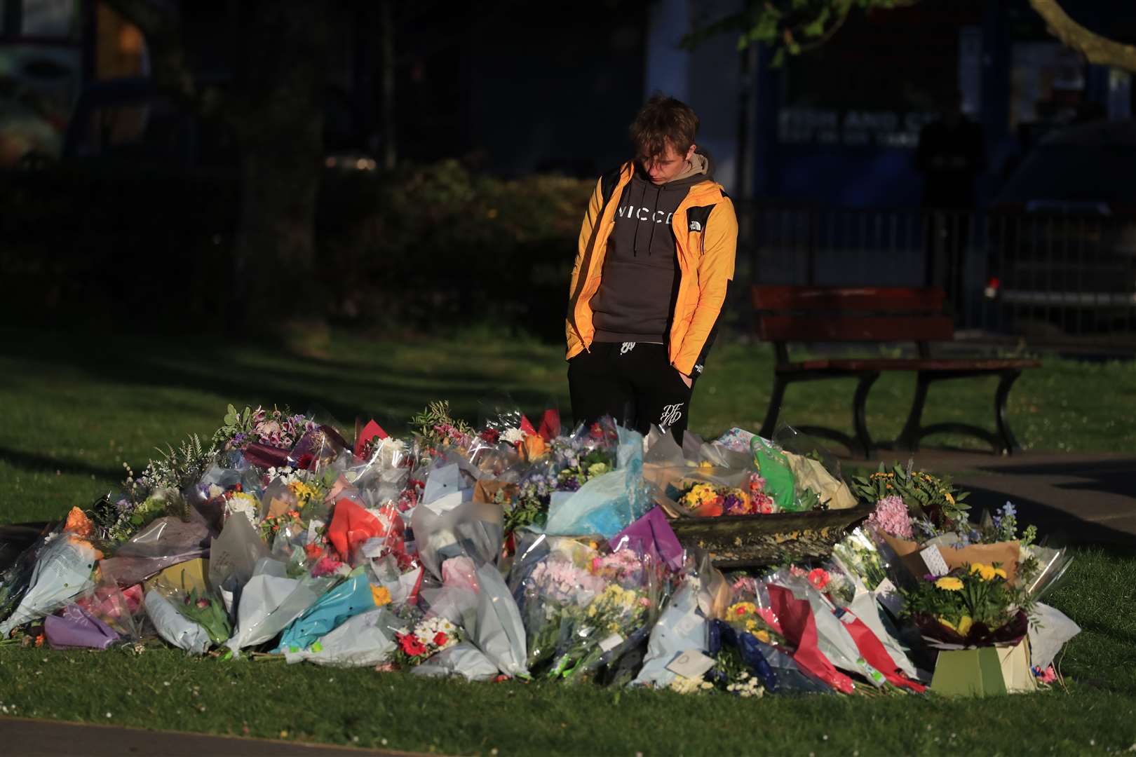 Floral tributes to the popular officer were left near her family home following her death (Gareth Fuller/PA)