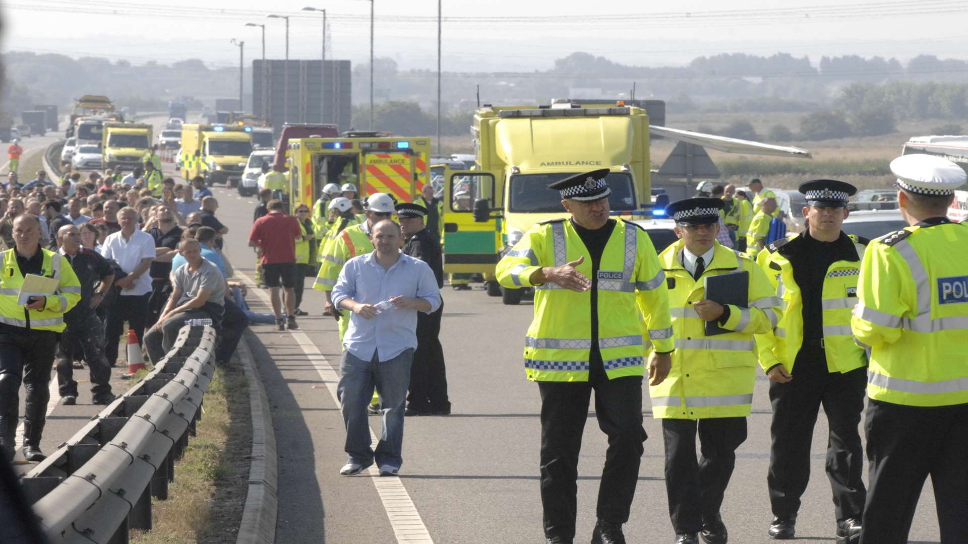 Police officers at the scene of one of Kent's worst accidents