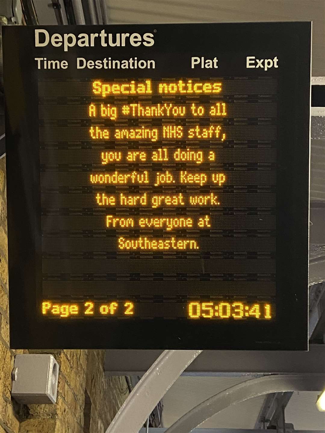 Messages, such as this one at Sandwich station, have started appaearing. Photo: Southeastern
