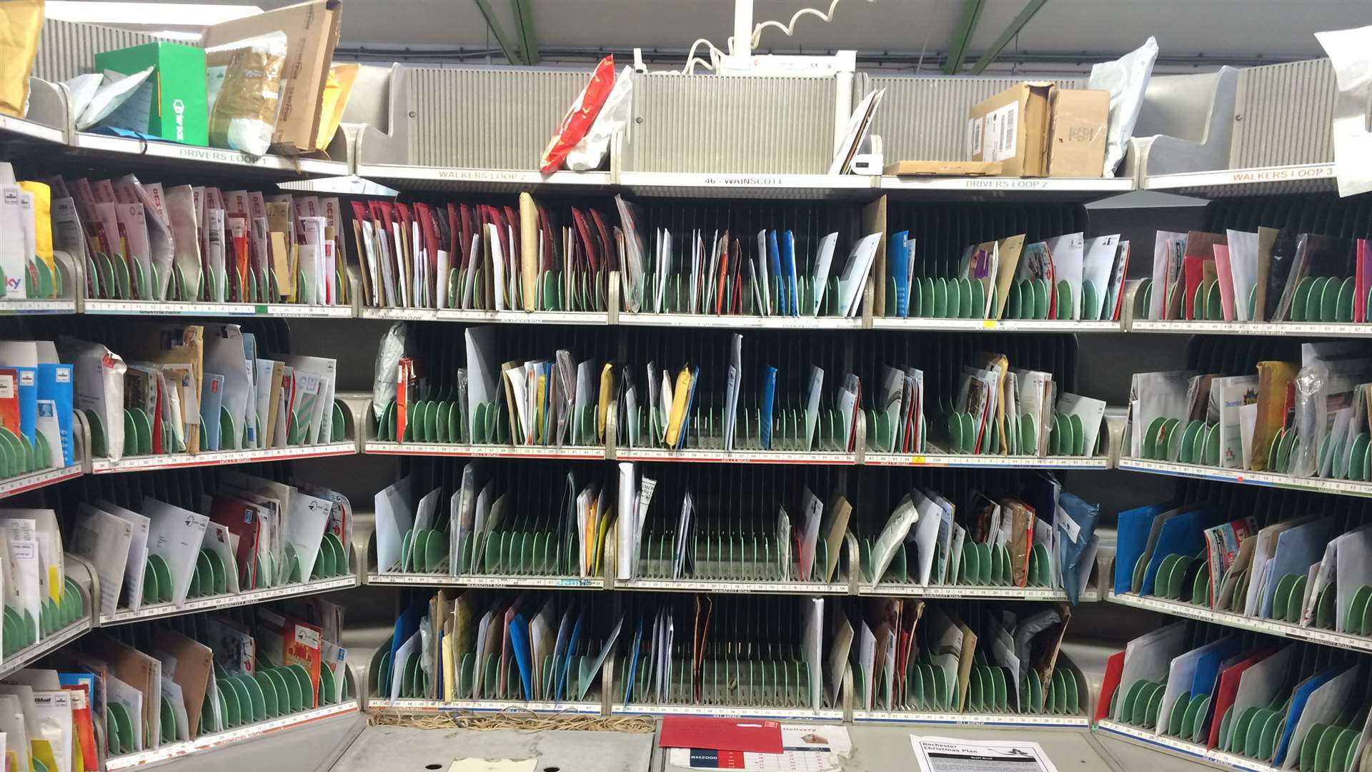 One of the sorting desks at Rochester delivery centre.