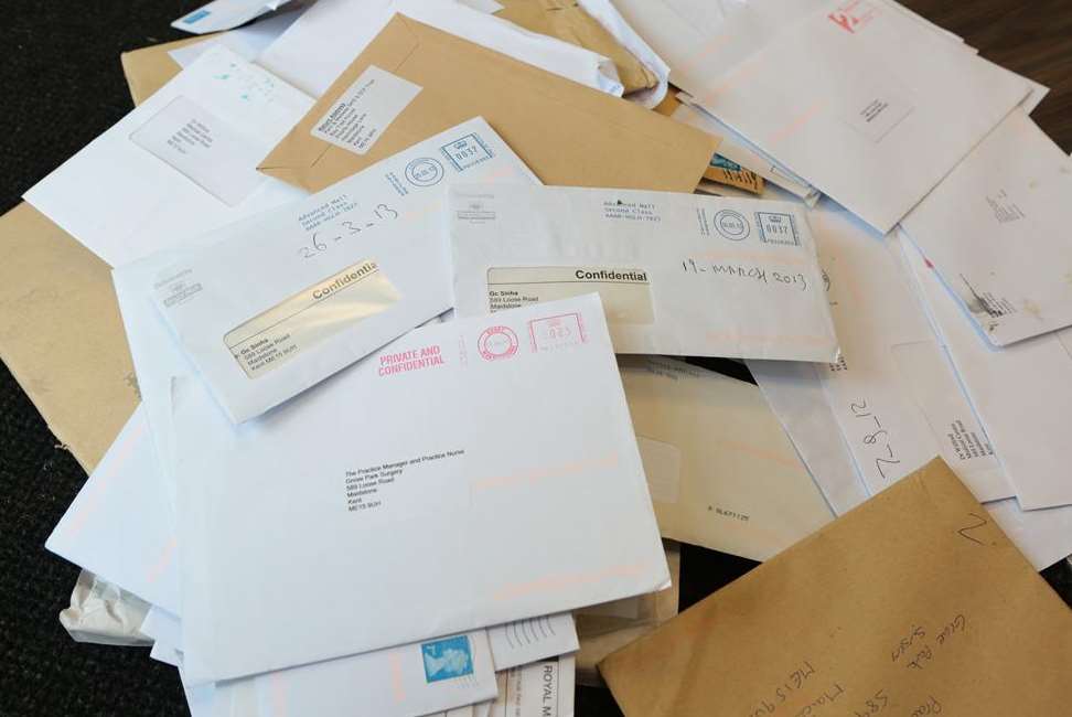 Just some of the surgery mail that has been delivered to a house in Loose Road, Maidstone