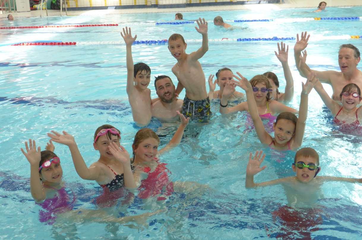The Chernobyl youngsters enjoy a swim.