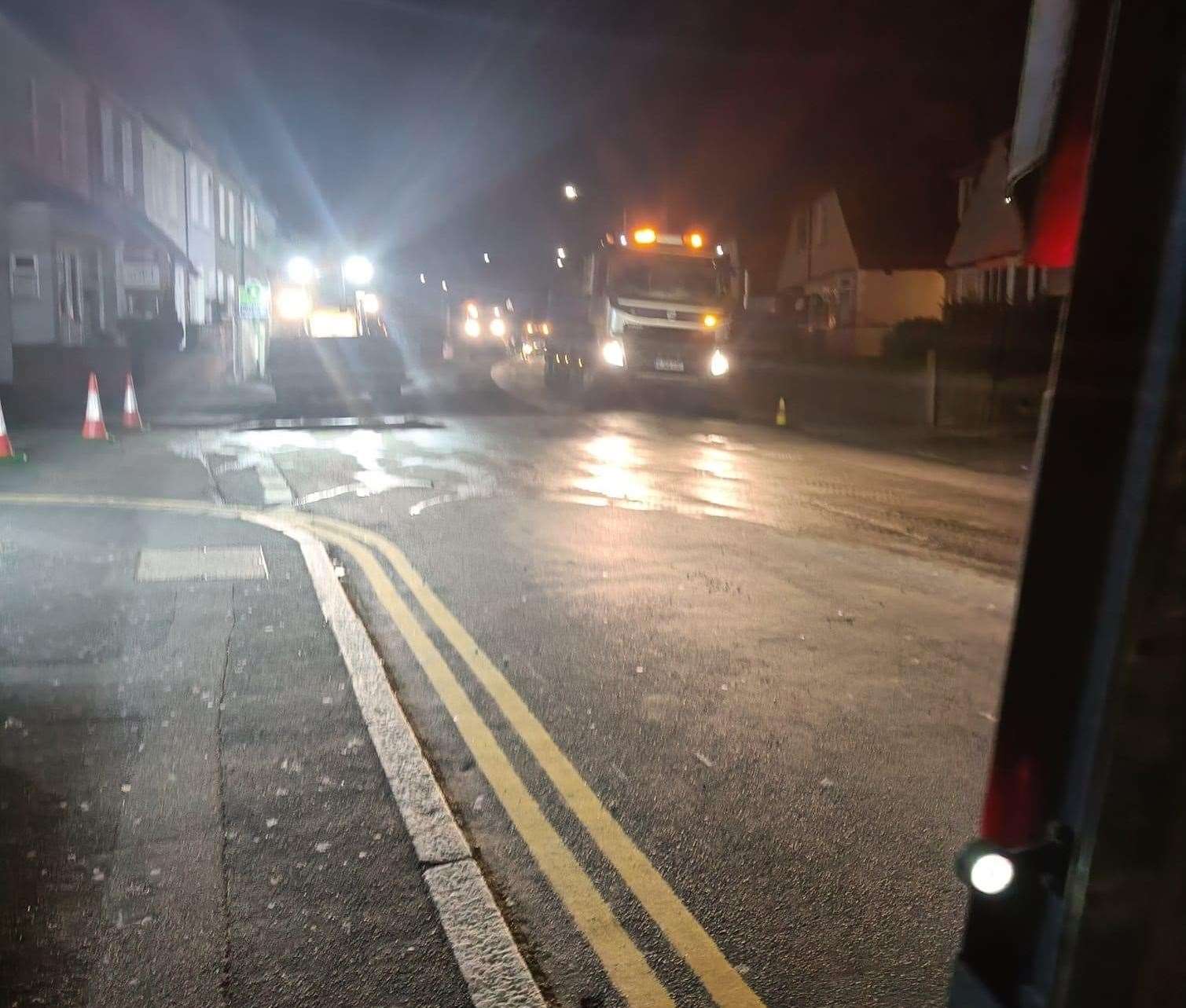 St Vincent's Road in Dartford was closed for resurfacing