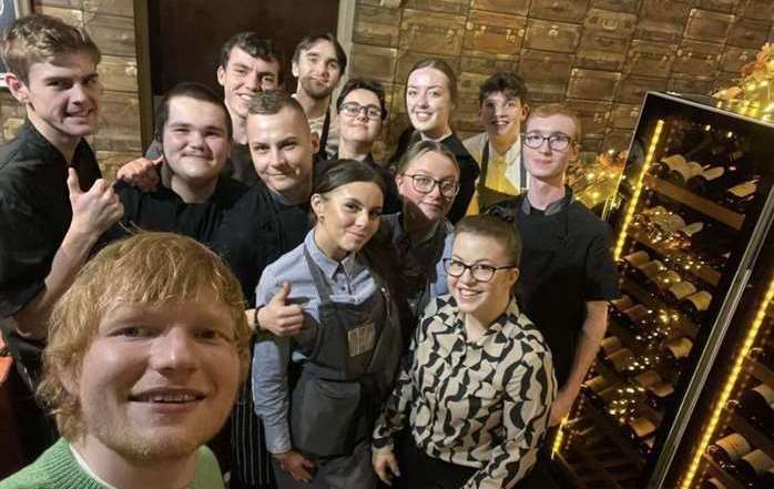 Singer/songwriter Ed Sheeran 'started out playing in grassroots music venues' learning his craft at these places. He also loves visiting Kent - here he is at The Hengist in Aylesford in March. Picture: The Hengist Village Bar & Dining Room