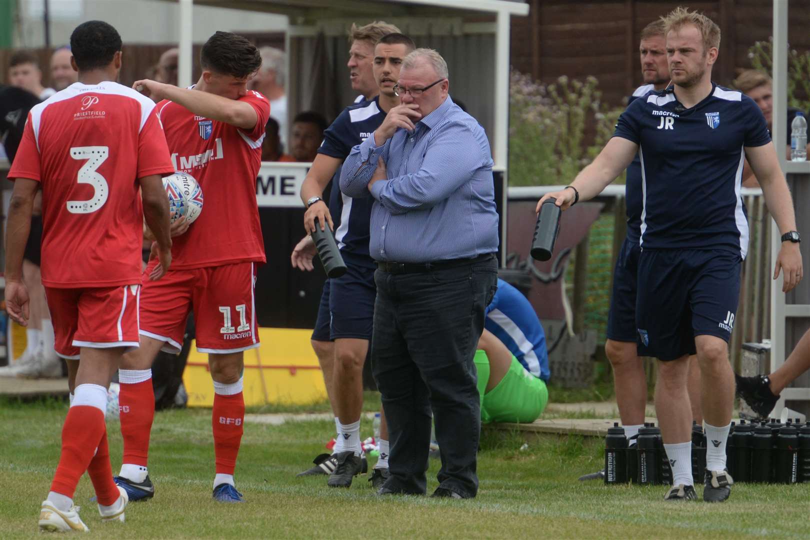 Manager Steve Evans watches on at Faversham Picture: Chris Davey