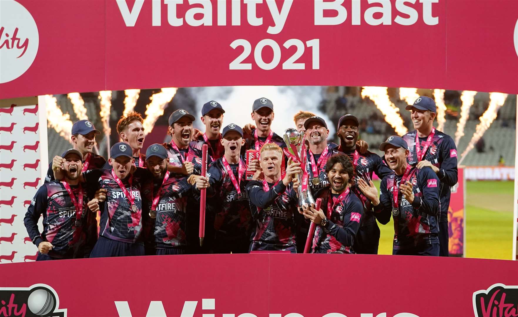 Darren Stevens among the celebrations as Kent win the 2021 T20 Blast competition. Picture: Mike Egerton/PA Wire/PA Images