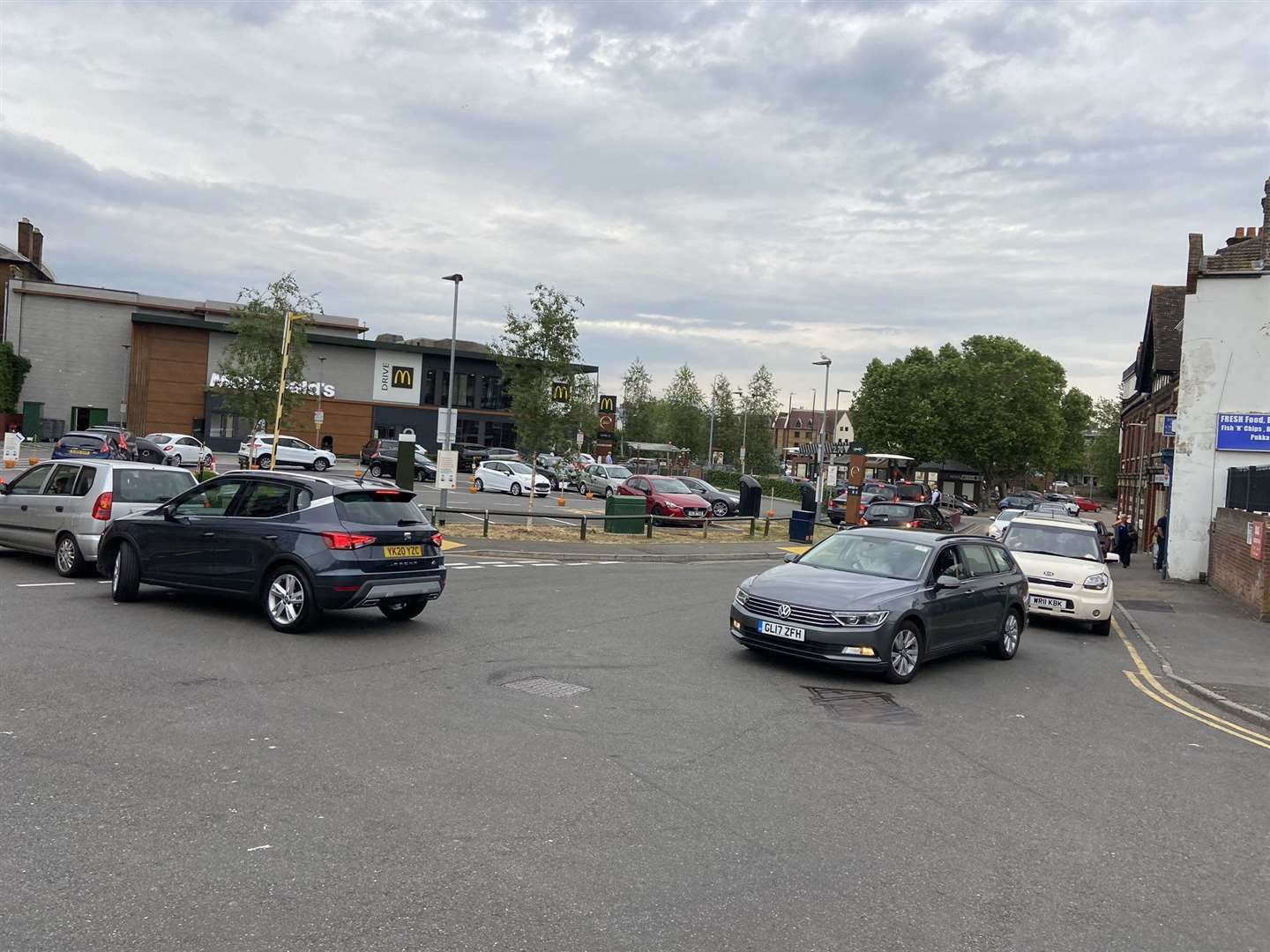 Queues of cars have been seen around the Hart Street McDonald's in Maidstone. Picture: @Jodes_ox