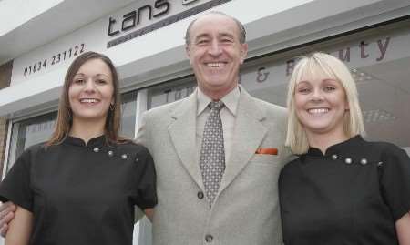 Len Goodman with Vicky Atkinson and Hayley Waller. Picture: PETER STILL