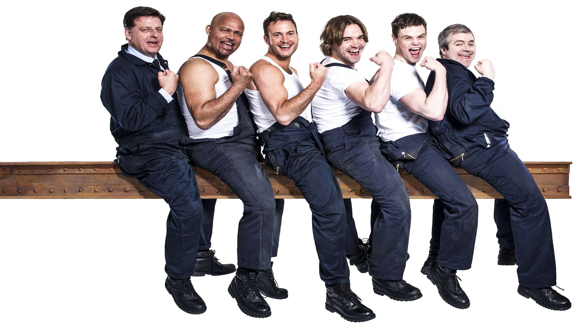 Going the Full Monty, from left, Andrew Dunn, Louis Emerick, Gary Lucy, Rupert Hill, Bobby Schofield and Martin Miller