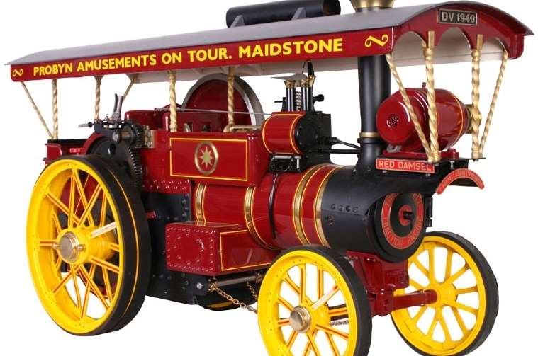 A model Burrell traction engine, very similar to one of the items that was found in Treeby's possession