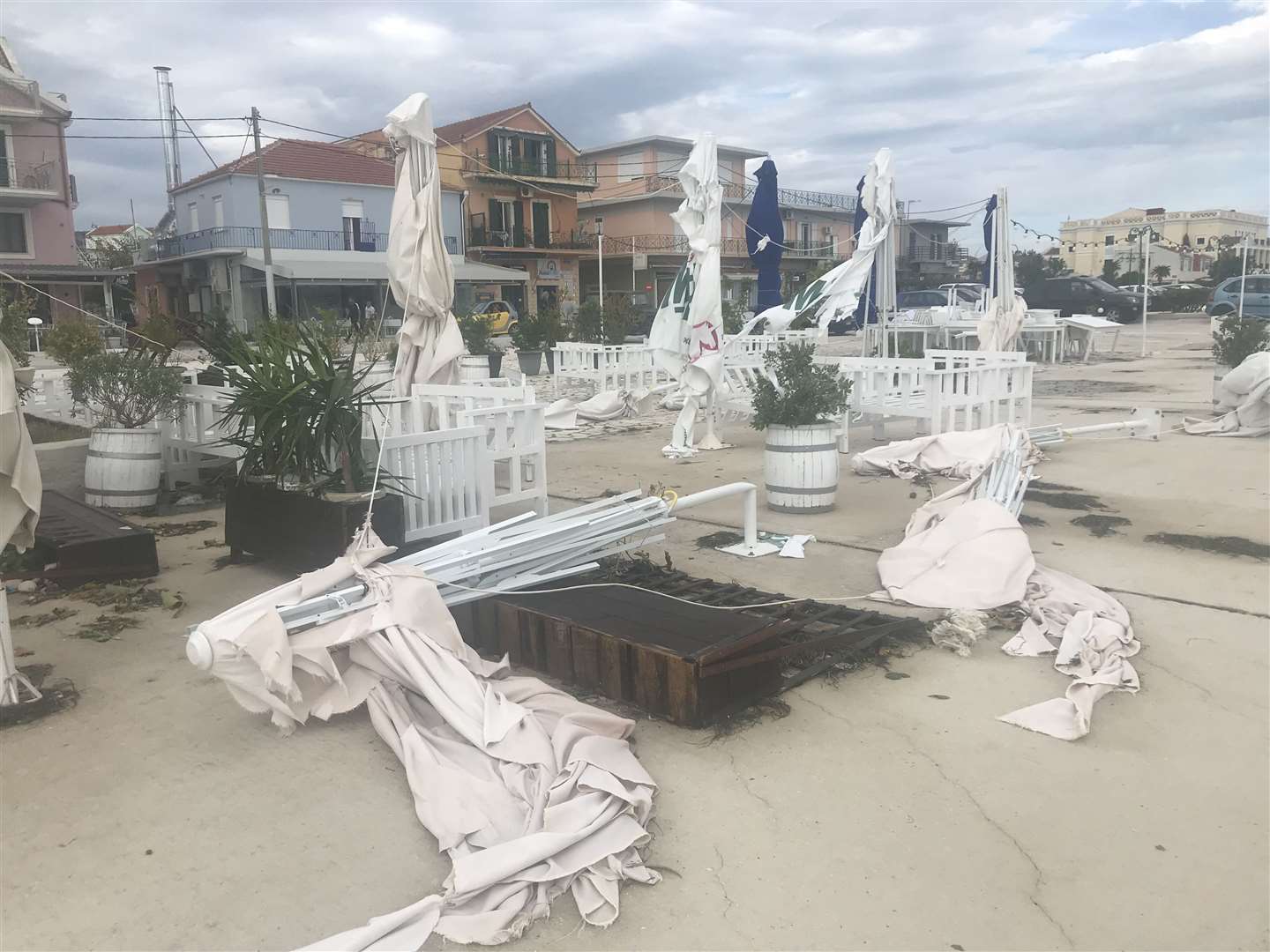Damage from the storm at one hotel on the island