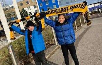 Maidstone United fans Sullivan and Jude made the trip to Ipswich