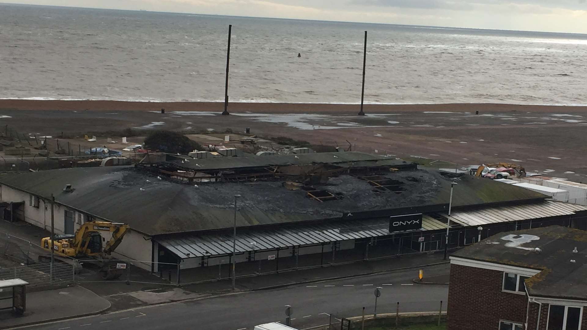 Damage can clearly be seen from the nearby Grand Burstin Hotel. Picture: Josie Hannett