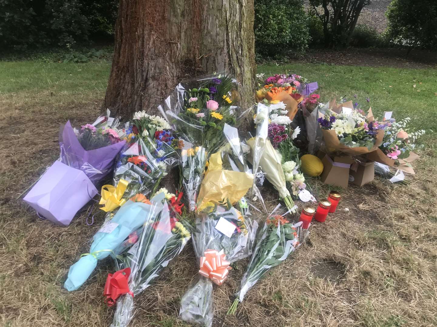 Floral shrine to Rory Baldwin